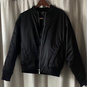 Athleta Black Bomber Zip-Up Jacket